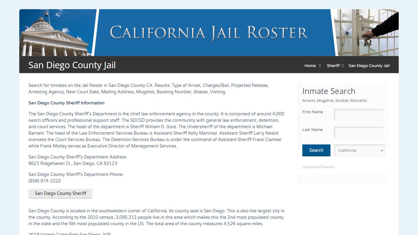 San Diego County Jail | Jail Roster Search